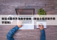 微信小程序开发教学视频（微信小程序制作教学视频）