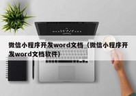 微信小程序开发word文档（微信小程序开发word文档软件）