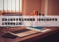 深圳小程序开发公司有哪些（深圳小程序开发公司有哪些公司）