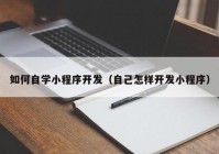 如何自学小程序开发（自己怎样开发小程序）