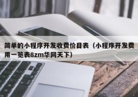 简单的小程序开发收费价目表（小程序开发费用一览表8zm华网天下）