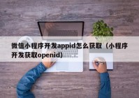 微信小程序开发appid怎么获取（小程序开发获取openid）