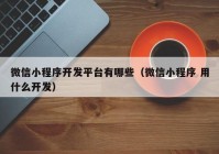 微信小程序开发平台有哪些（微信小程序 用什么开发）