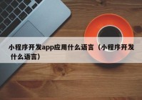 小程序开发app应用什么语言（小程序开发 什么语言）