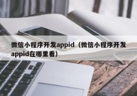 微信小程序开发appid（微信小程序开发appid在哪里看）