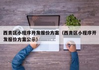 西青区小程序开发报价方案（西青区小程序开发报价方案公示）