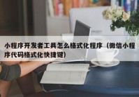 小程序开发者工具怎么格式化程序（微信小程序代码格式化快捷键）